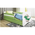 Łóżko dziecięce Babydreams - Mały dino Z szufladą 140/70, Zielony, bez materaca