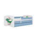 Łóżko dziecięce Babydreams - Mały dino Z szufladą 160/80, Niebieski, Materac pianka kokos 160/80/9 - materac średniej twardości 