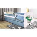 Łóżko dziecięce Babydreams - Mały dino Z szufladą 180/80, Niebieski, Materac pianka kokos 180/80/9 - materac średniej twardości 