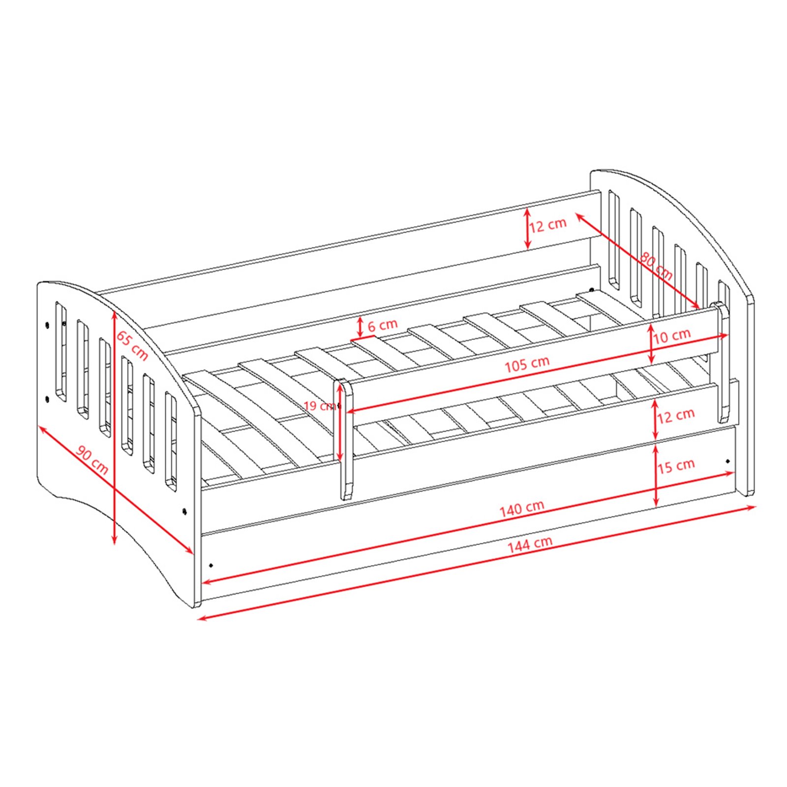 Łóżko dziecięce Classic 1 Z szufladą 140/80, Biały, Materac pianka lateks kokos 140/80/10 - materac średniej twardości (+429zł)