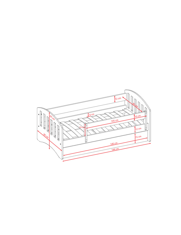 Łóżko dziecięce Classic 1 - 140/80, kolor niebieski, materac piankowo-lateksowo-kokosowy