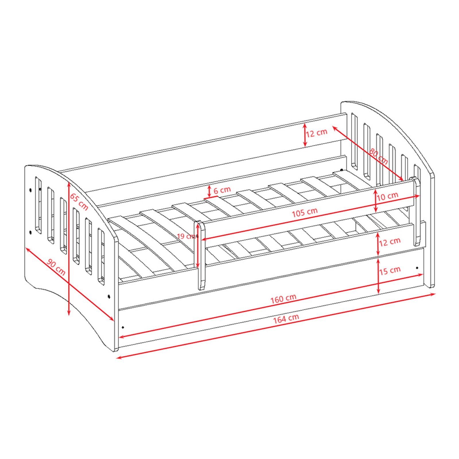 Łóżko dziecięce Classic 1 Z szufladą 160/80, Niebieski, Materac pianka lateks kokos 160/80/10 - materac średniej twardości (+479