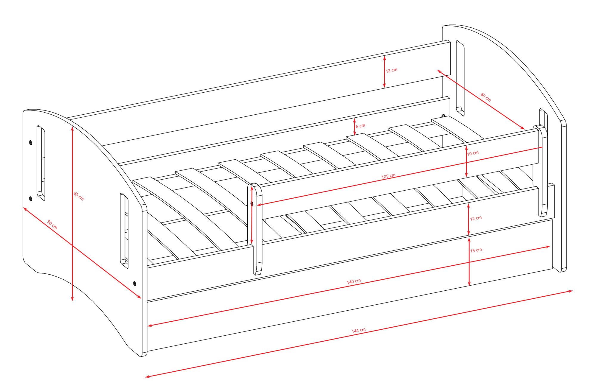 Łóżko dziecięce Classic 2 - 140/80, kolor zielony, z szufladą, materac piankowy