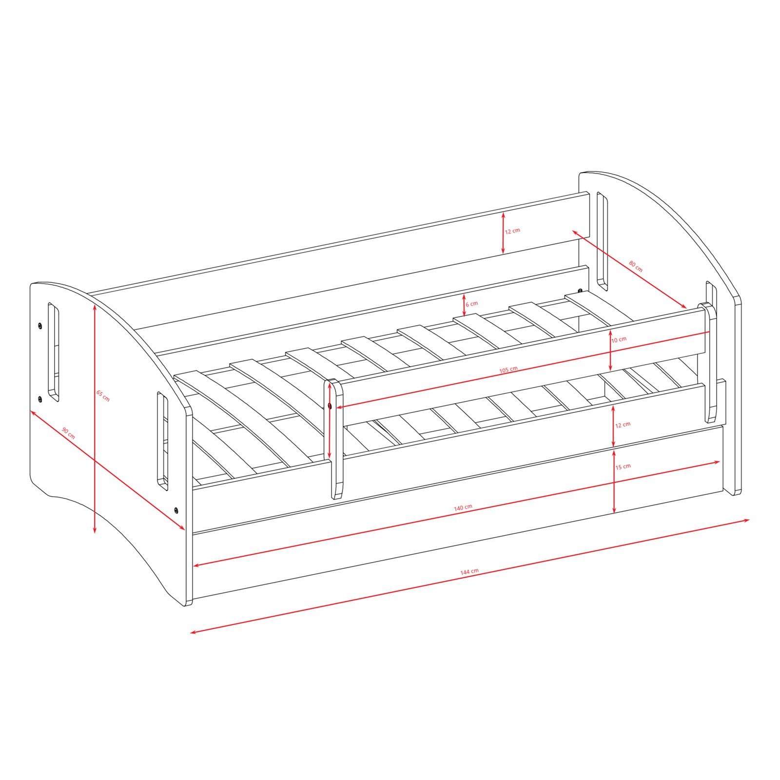 Łóżko dziecięce Classic 2 Bez szuflady 140/80, Biały, Materac piankowy 140/70/8 - materac średniej twardości (+80zł)