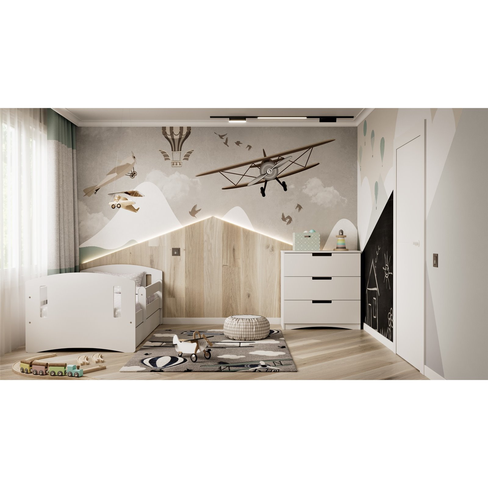 Łóżko dziecięce Classic 2 Z szufladą 180/80, Biały, bez materaca