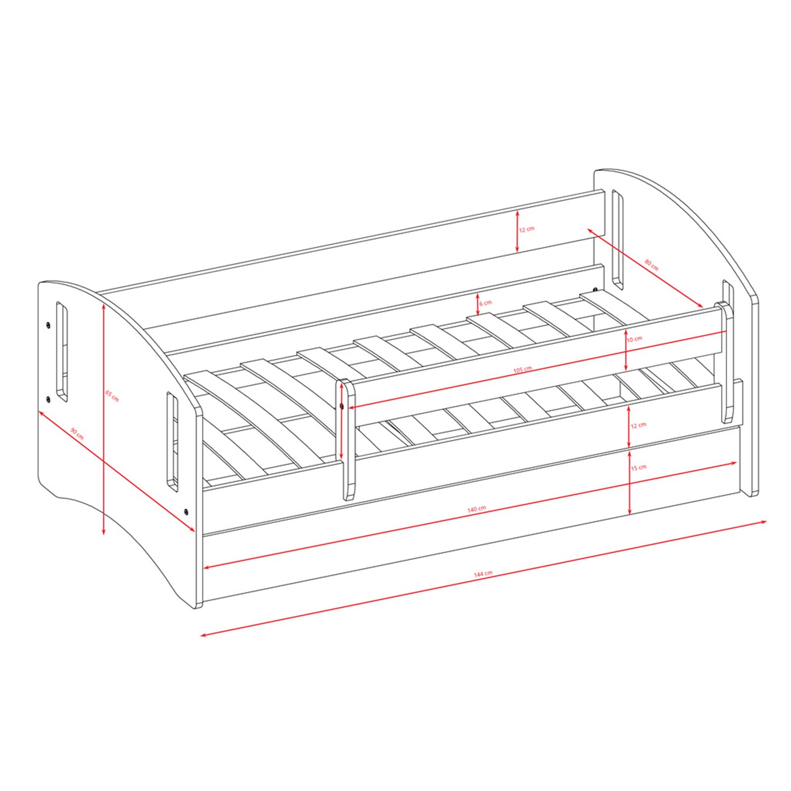 Łóżko dziecięce Classic 2 Z szufladą 140/80, Biały, Materac pianka lateks kokos 140/80/10 - materac średniej twardości (+429zł)