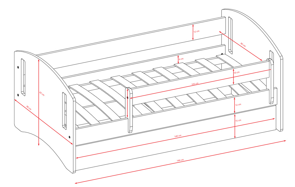 Łóżko dziecięce Classic 2 - 140/80, kolor biały, z szufladą, materac piankowo-lateksowo-kokosowy