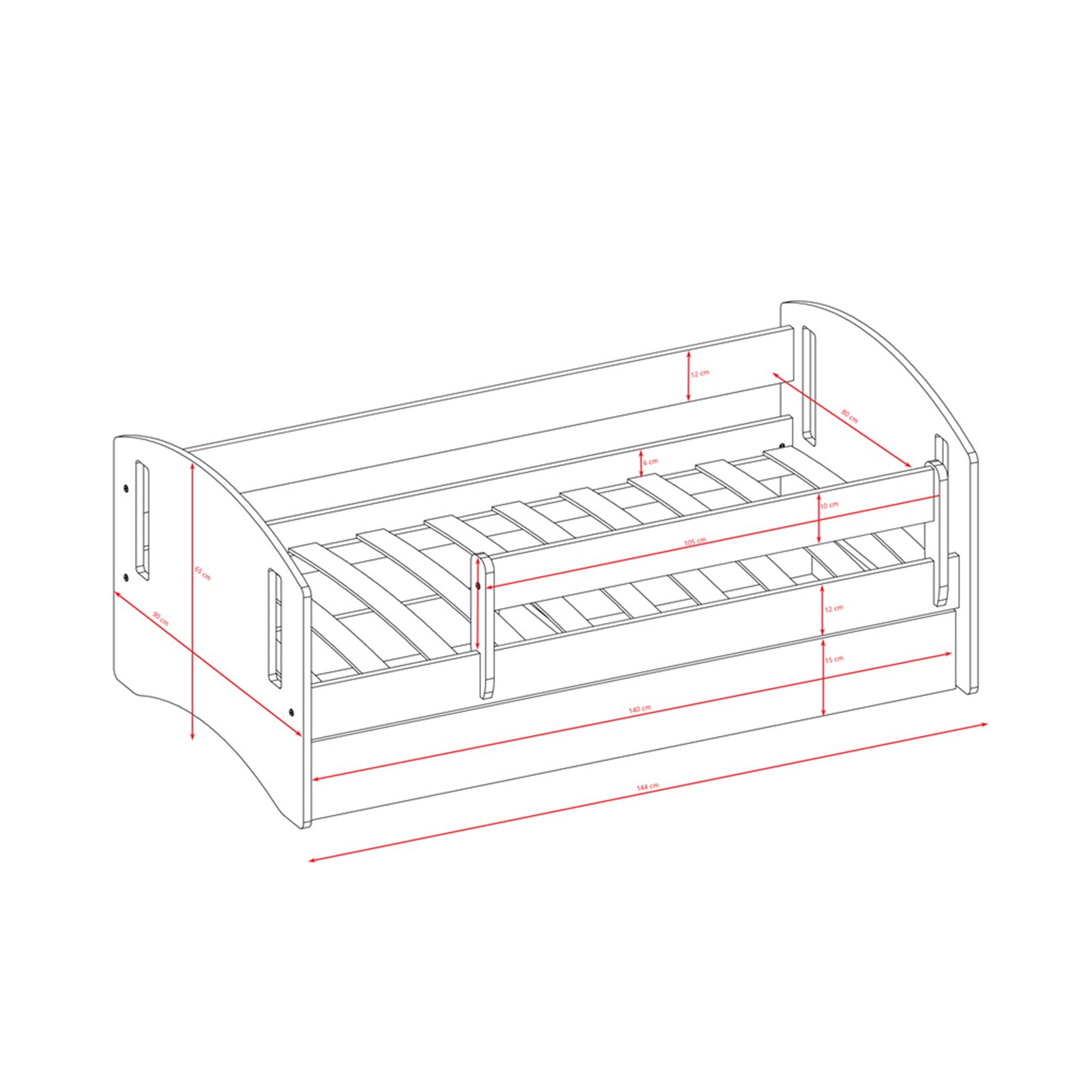 Łóżko dziecięce Classic 2 Z szufladą 140/80, Różowy, Materac pianka lateks kokos 140/80/10 - materac średniej twardości (+429zł)