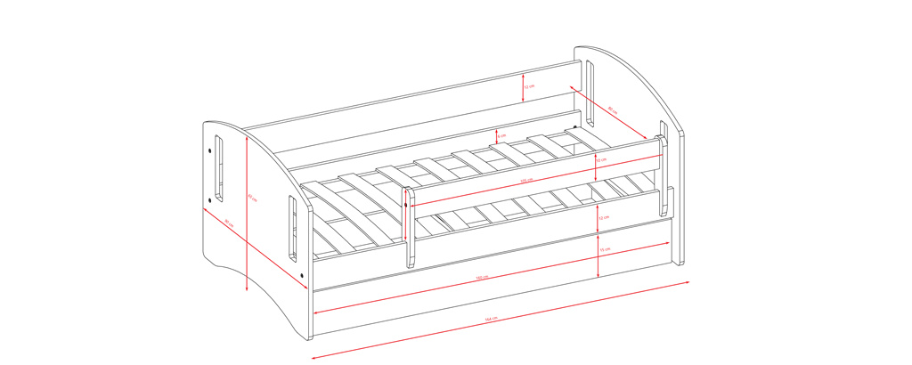 Łóżko dziecięce Classic 2 - 160/80, kolor biały, materac piankowo-lateksowo-kokosowy