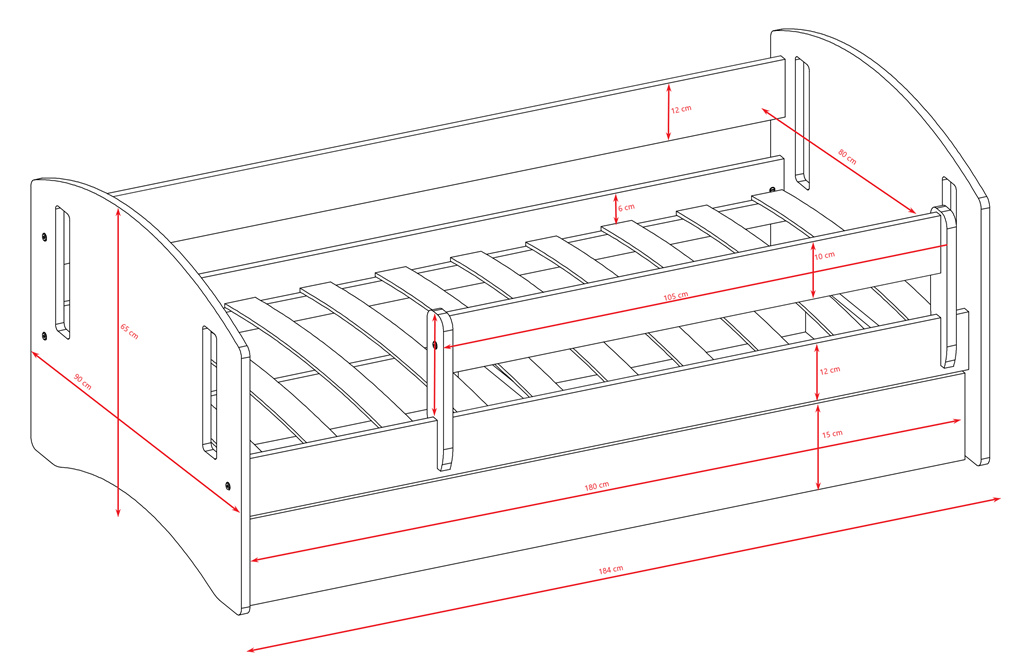 Łóżko dziecięce Classic 2 - 180/80, kolor zielony, z szufladą, materac piankowo-lateksowo-kokosowy