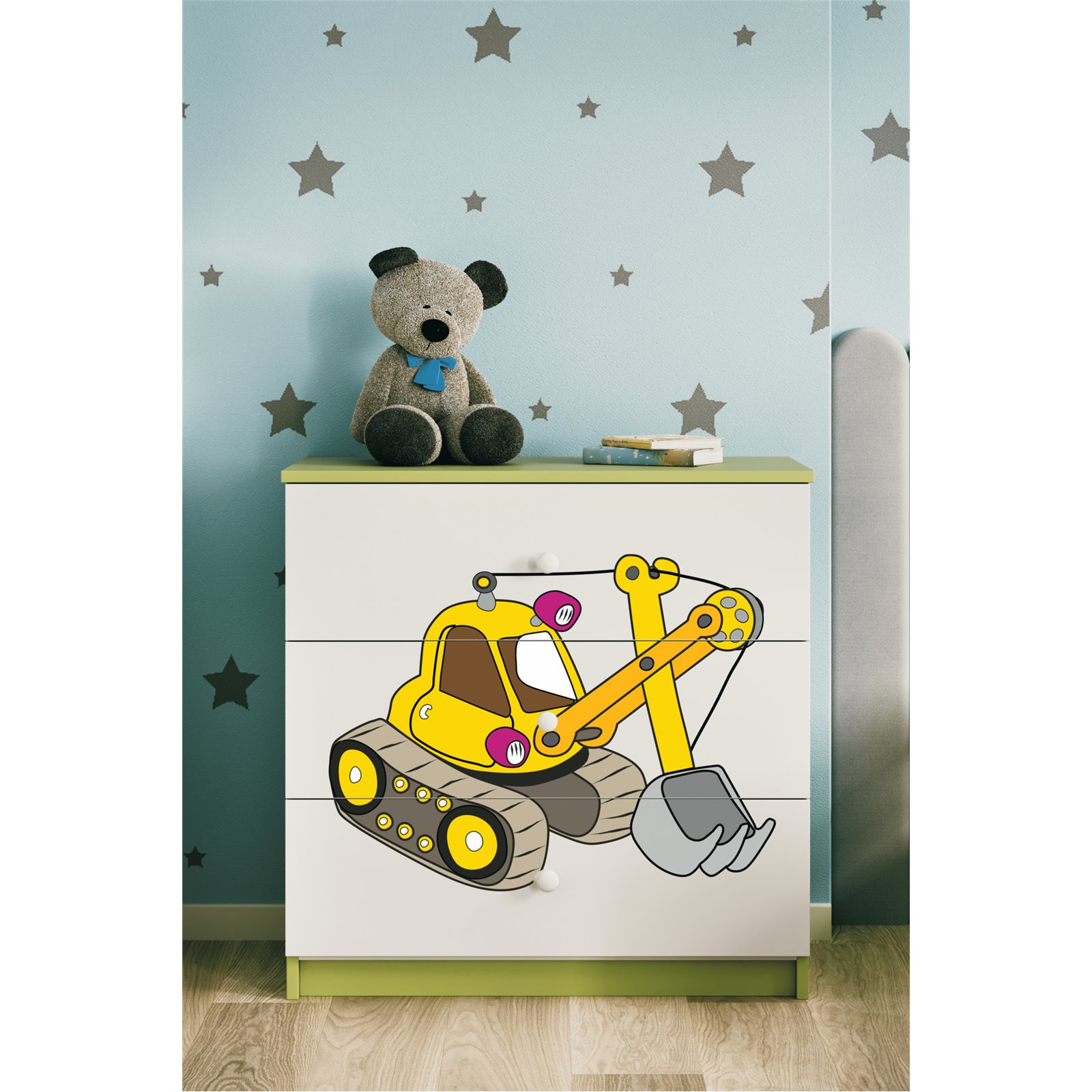 Komoda Babydreams - Koparka Zielony