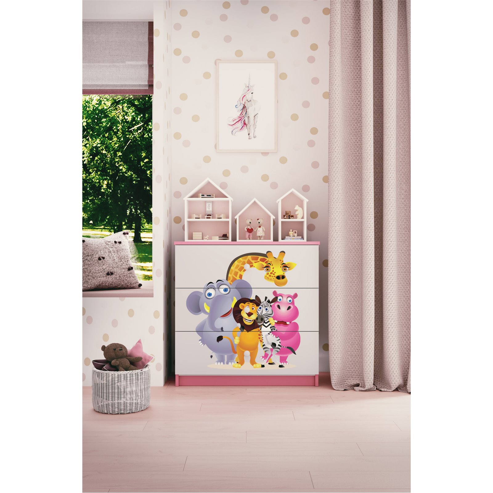 Komoda Babydreams - Zoo Różowy