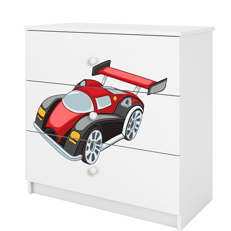 Komoda Babydreams - Auto wyścigowe Biały