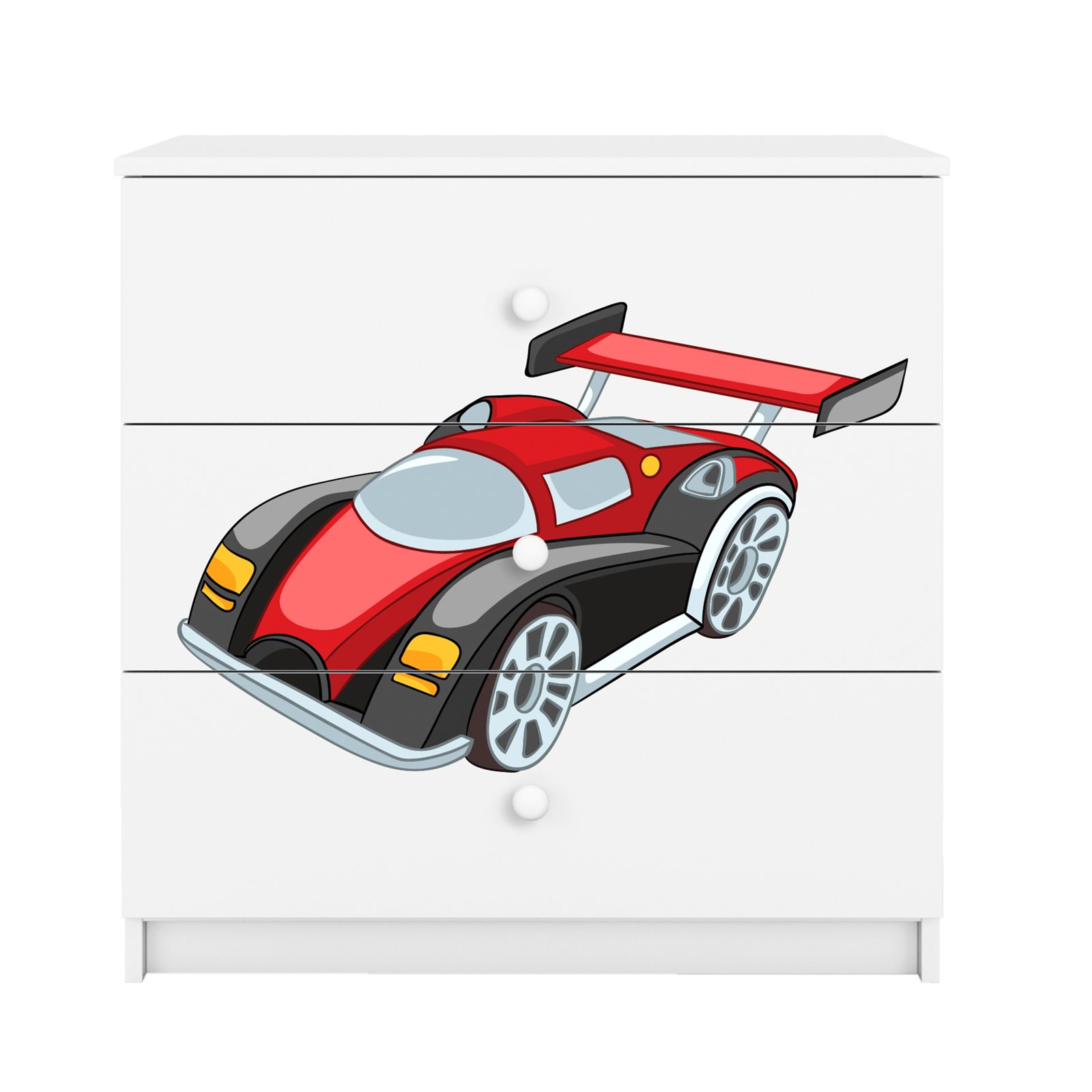 Komoda Babydreams - Auto wyścigowe Biały