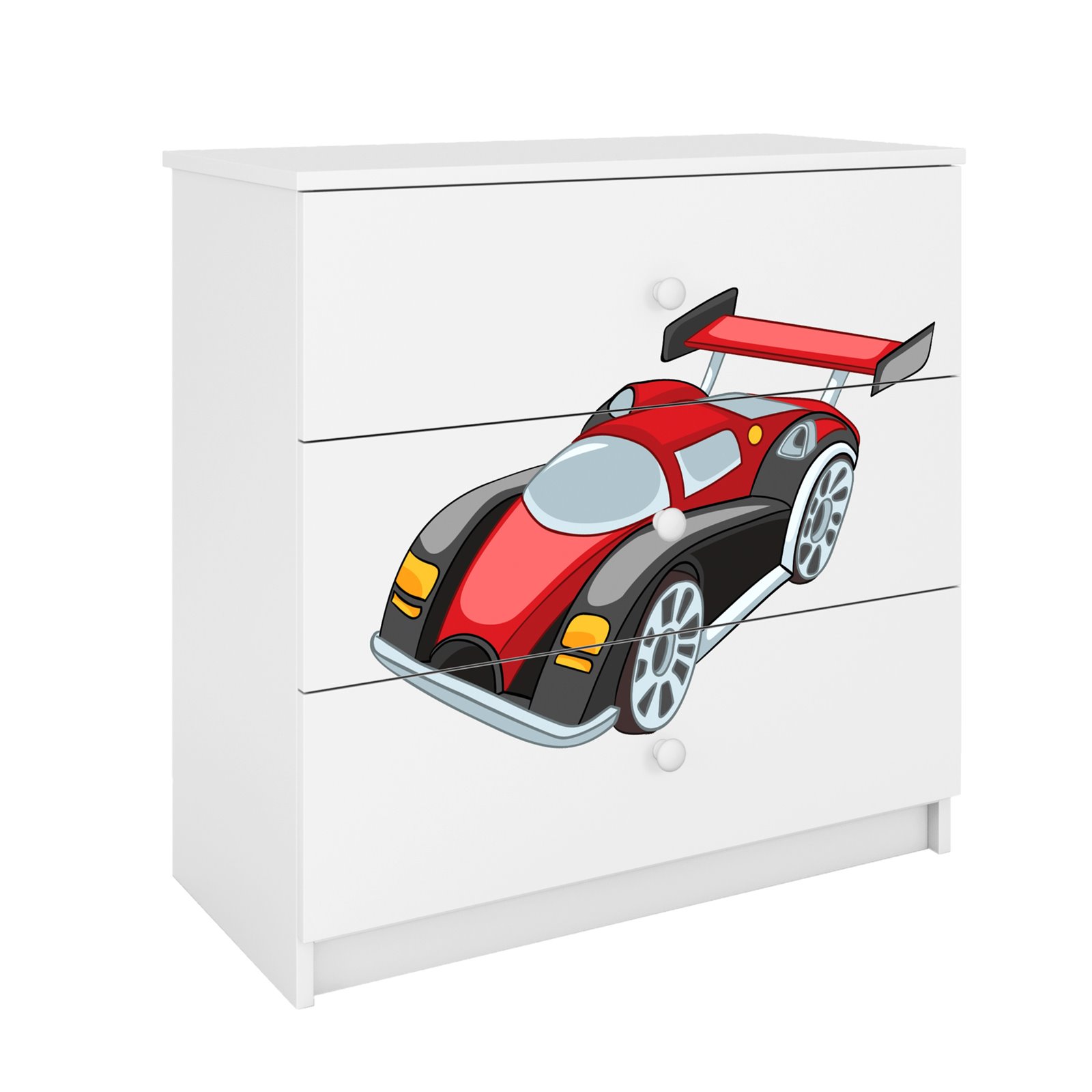 Komoda Babydreams - Auto wyścigowe Biały