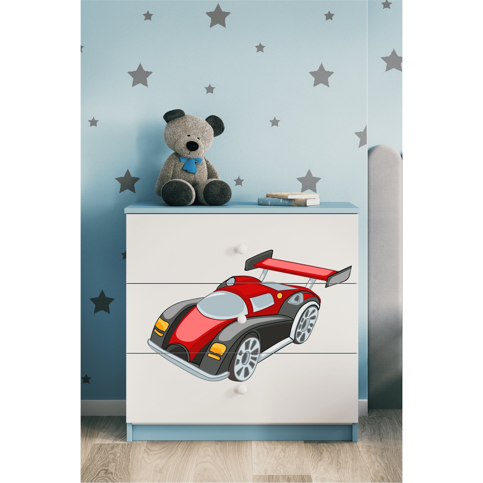 Komoda Babydreams - Auto wyścigowe Niebieski
