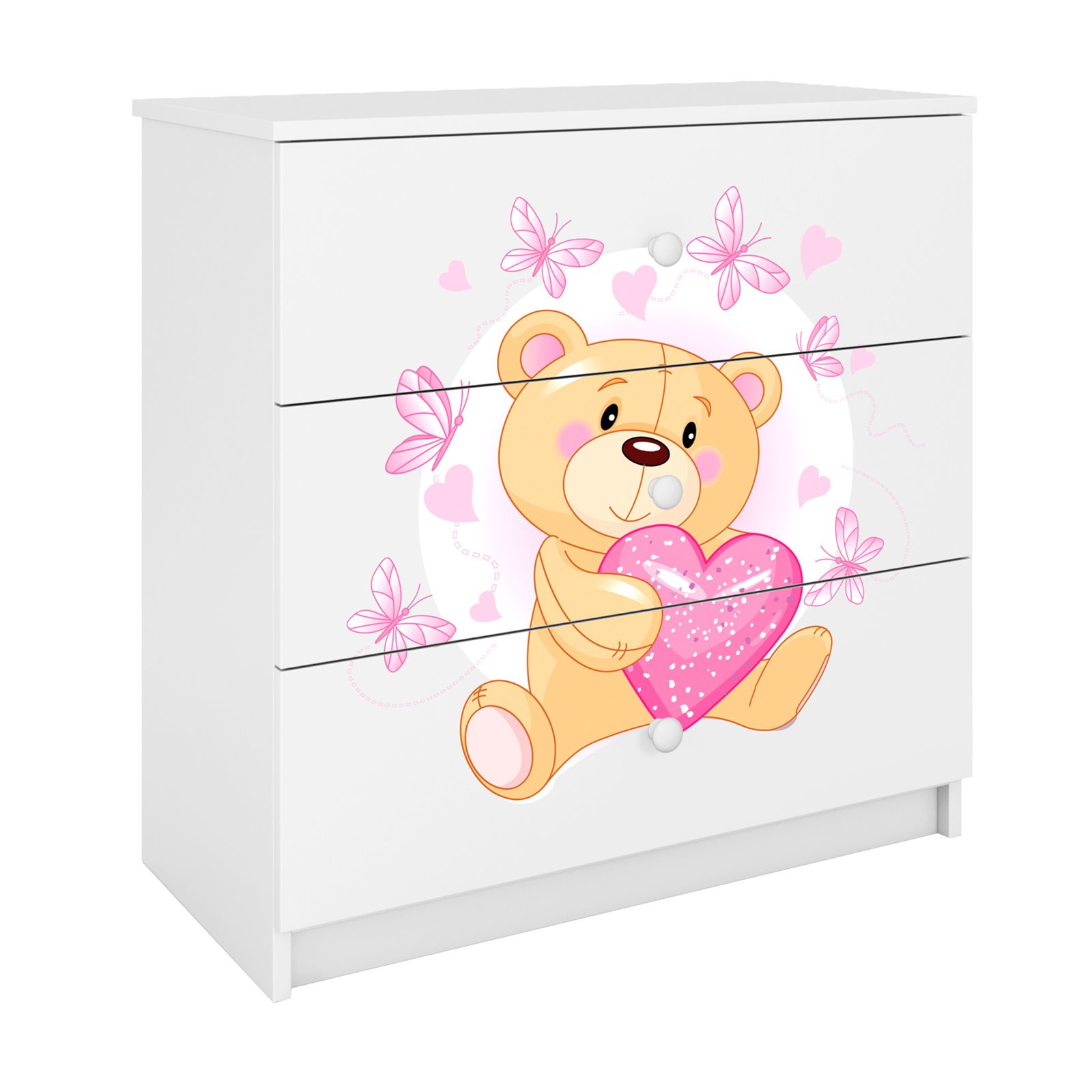 Komoda Babydreams - Miś z motylkami Biały