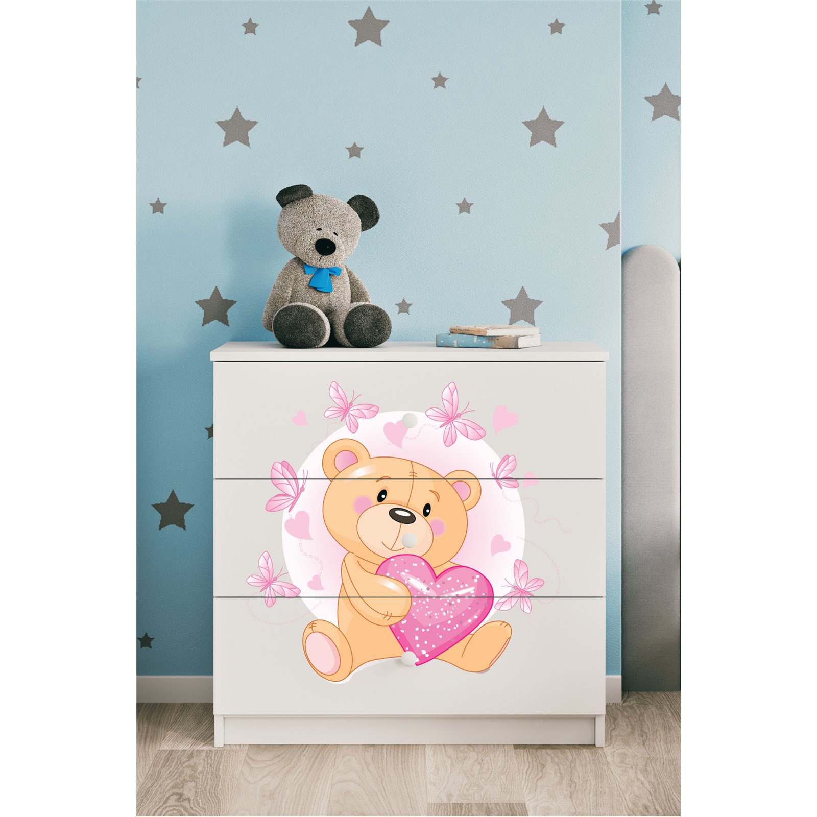 Komoda Babydreams - Miś z motylkami Biały
