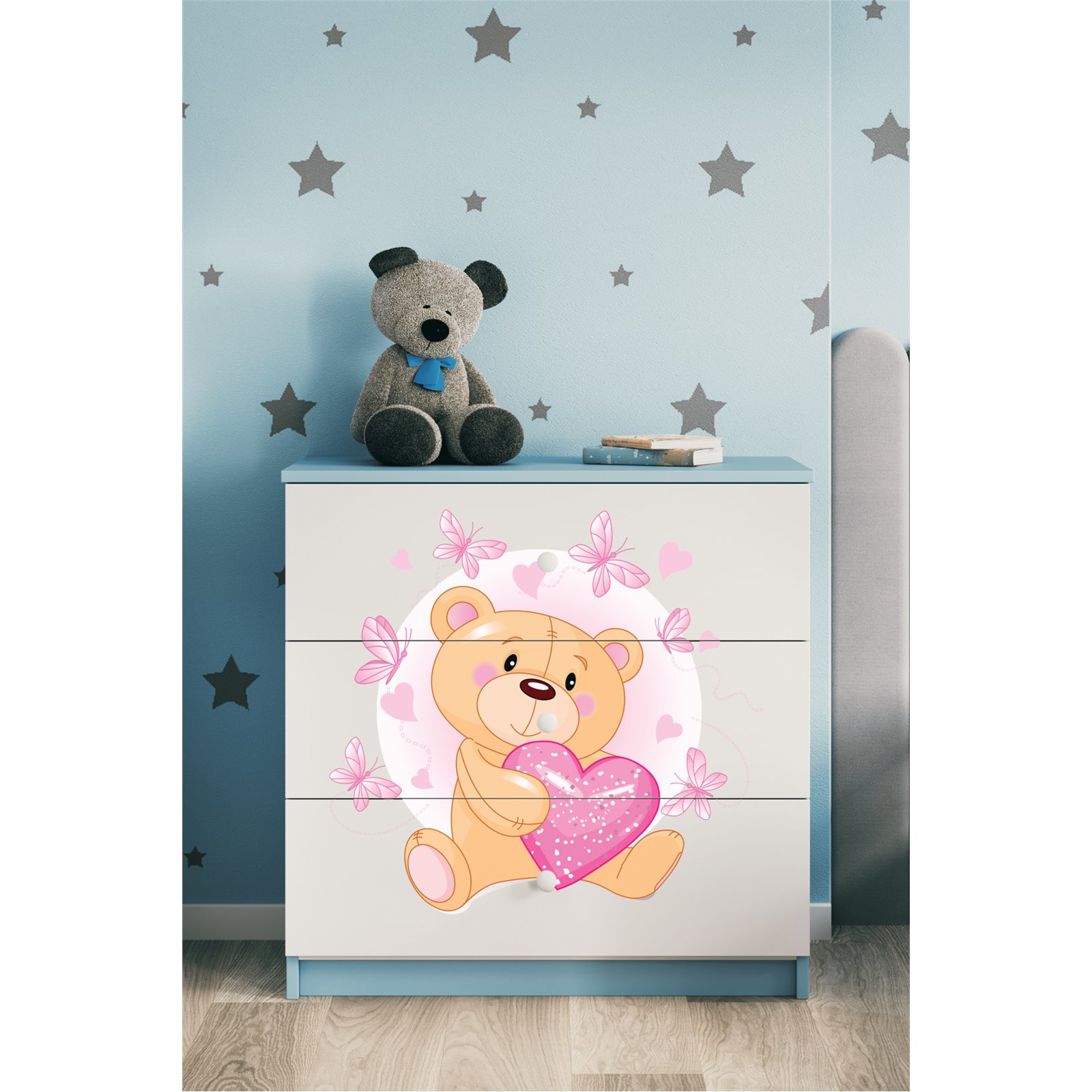 Komoda Babydreams - Miś z motylkami Niebieski