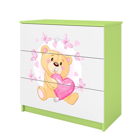 Komoda Babydreams - Miś z motylkami Zielony