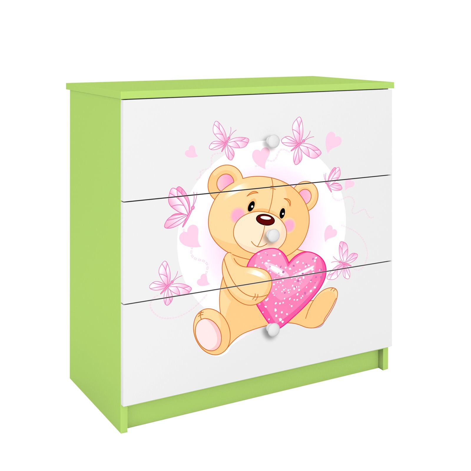 Komoda Babydreams - Miś z motylkami Zielony