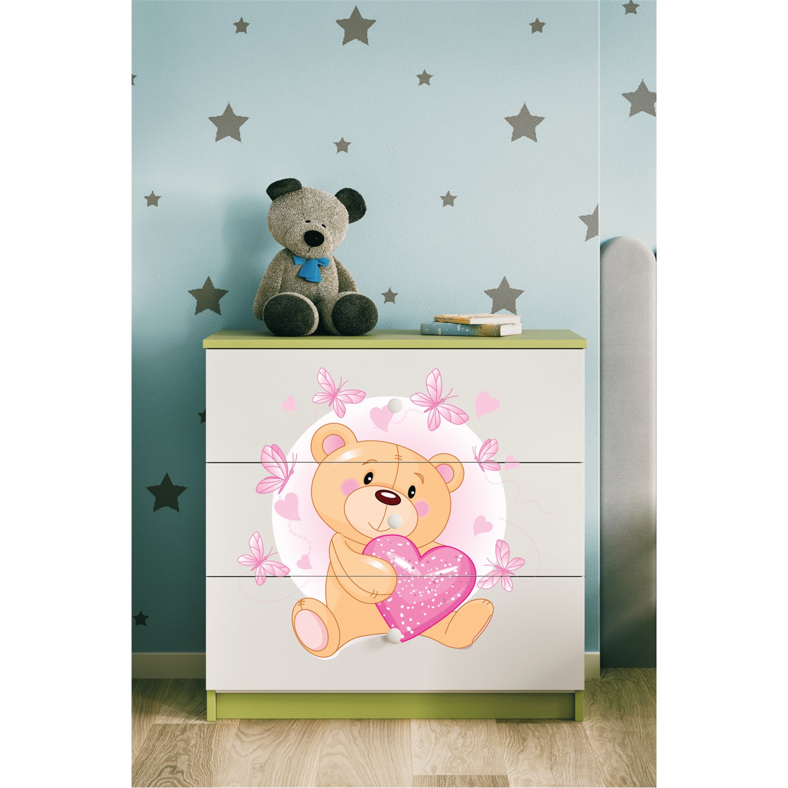 Komoda Babydreams - Miś z motylkami Zielony