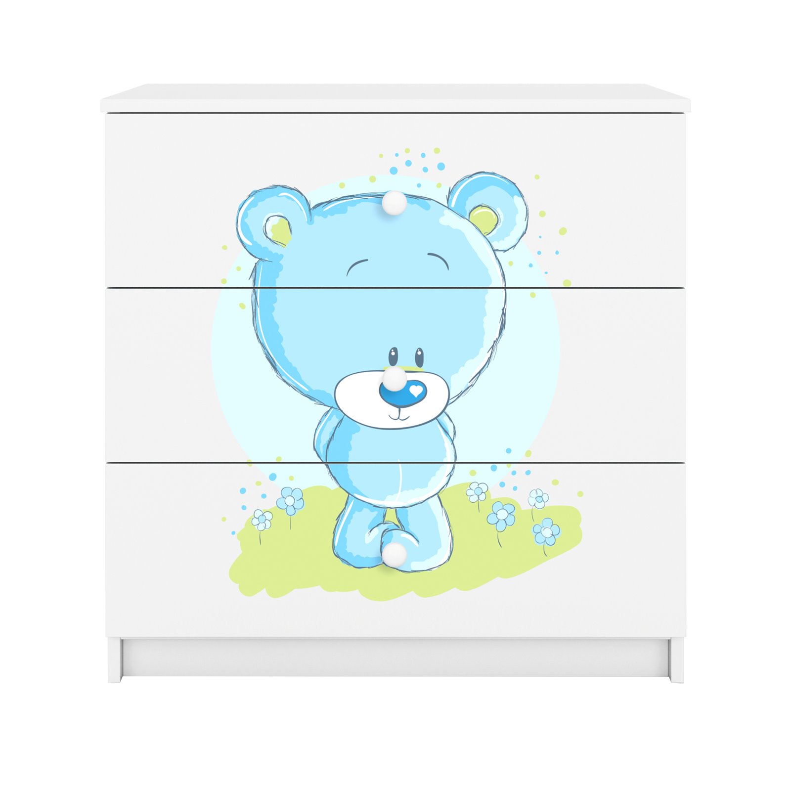 Komoda Babydreams - Niebieski miś Biały