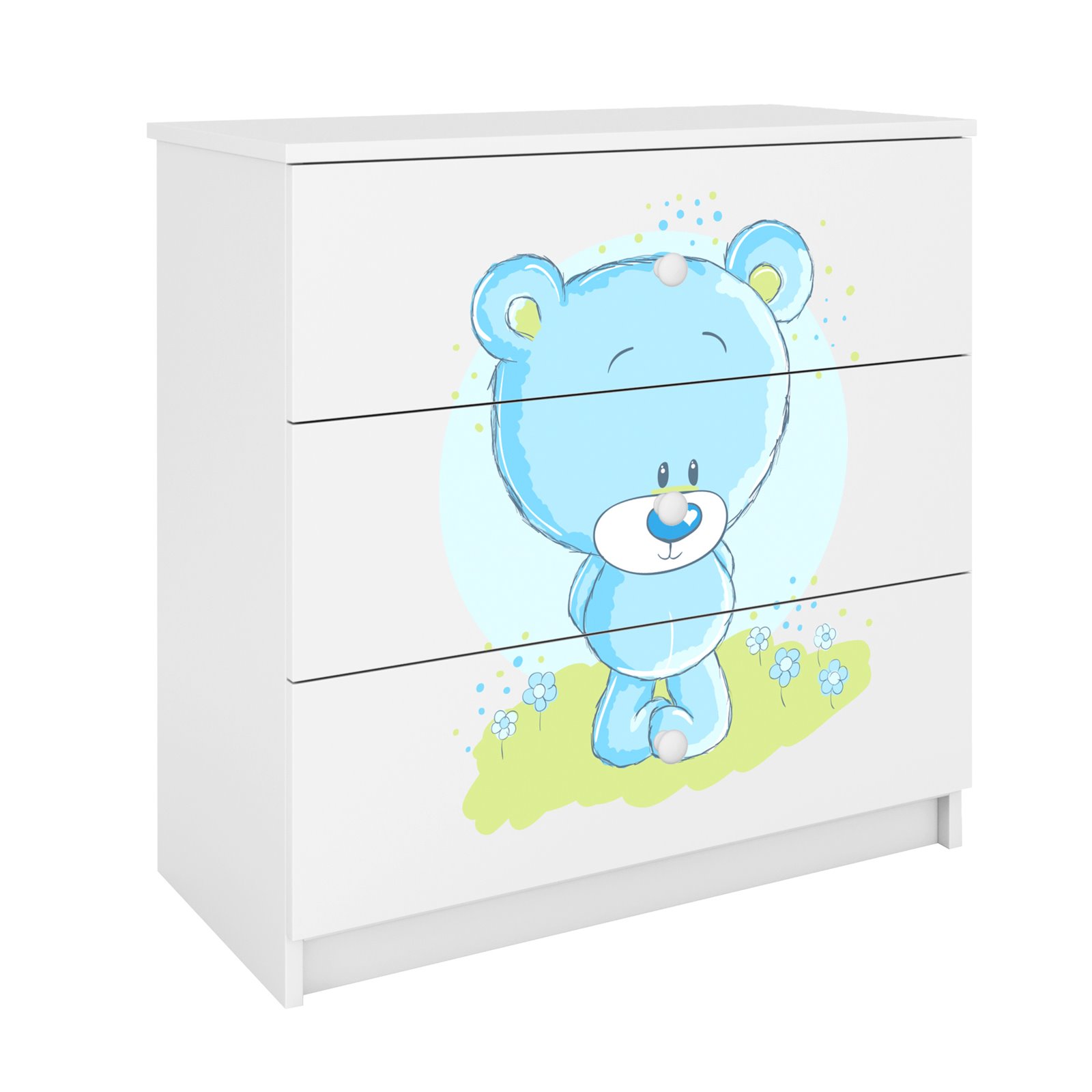 Komoda Babydreams - Niebieski miś Biały