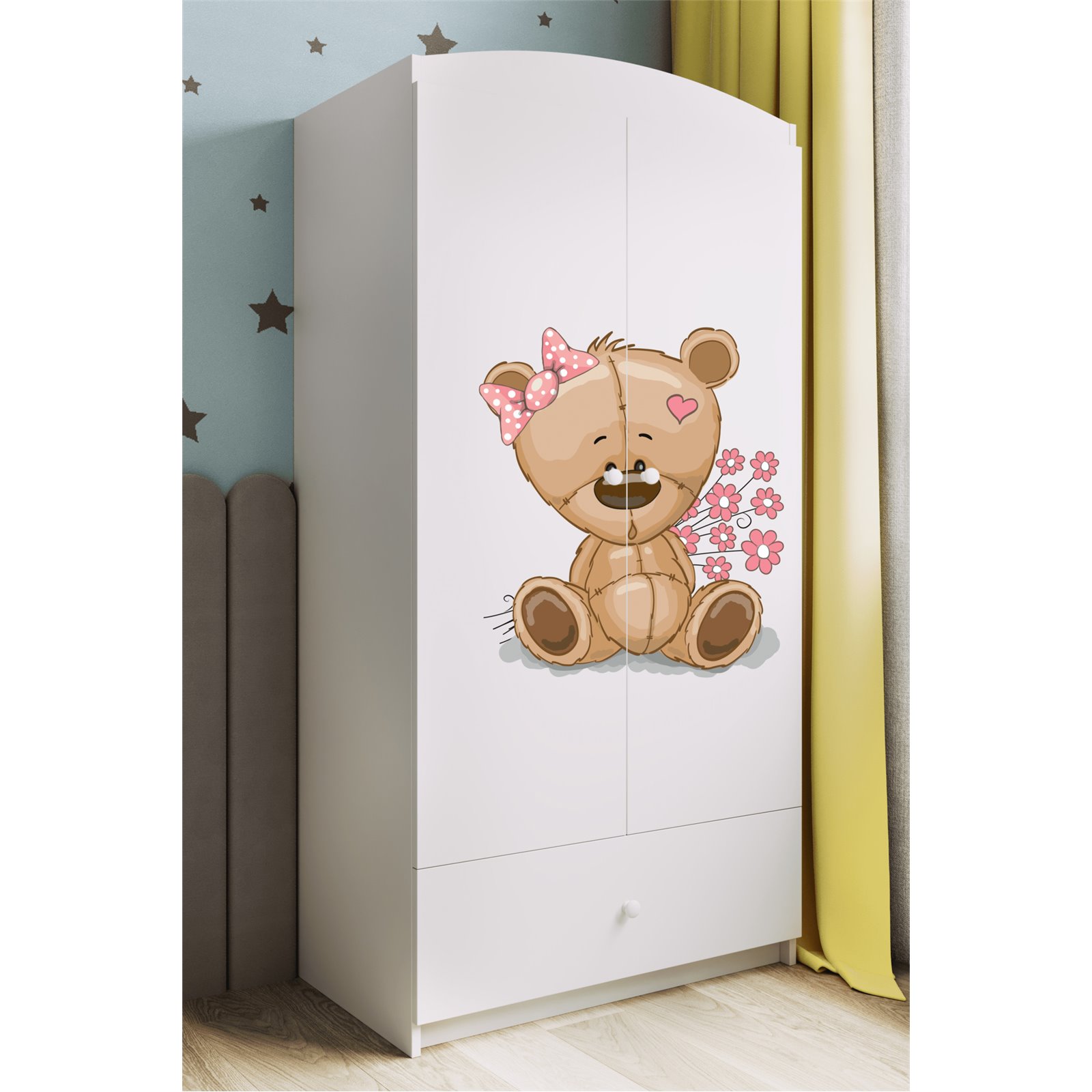 Szafa Babydreams - Miś z kwiatkami Biały