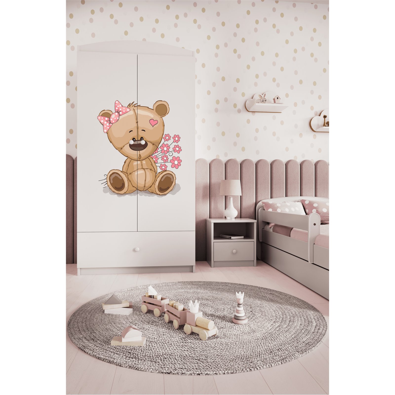 Szafa Babydreams - Miś z kwiatkami Biały