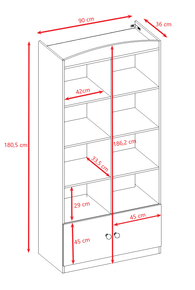 Regał podwójny Babydreams - kolor różowy