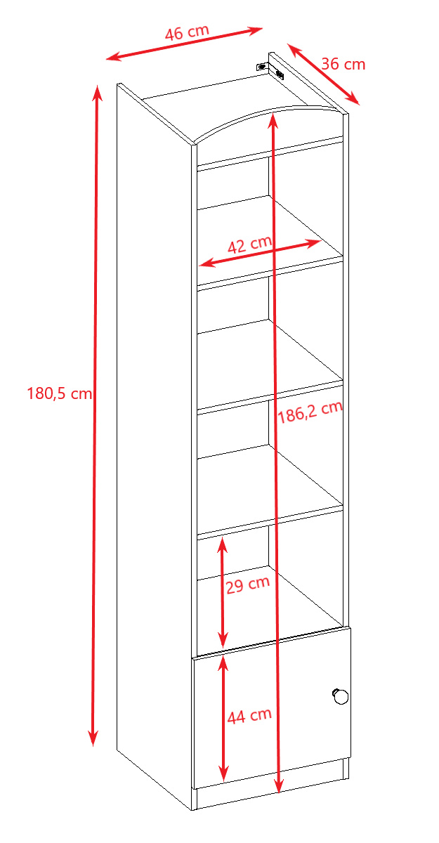 Regał pojedynczy Babydreams - kolor różowy