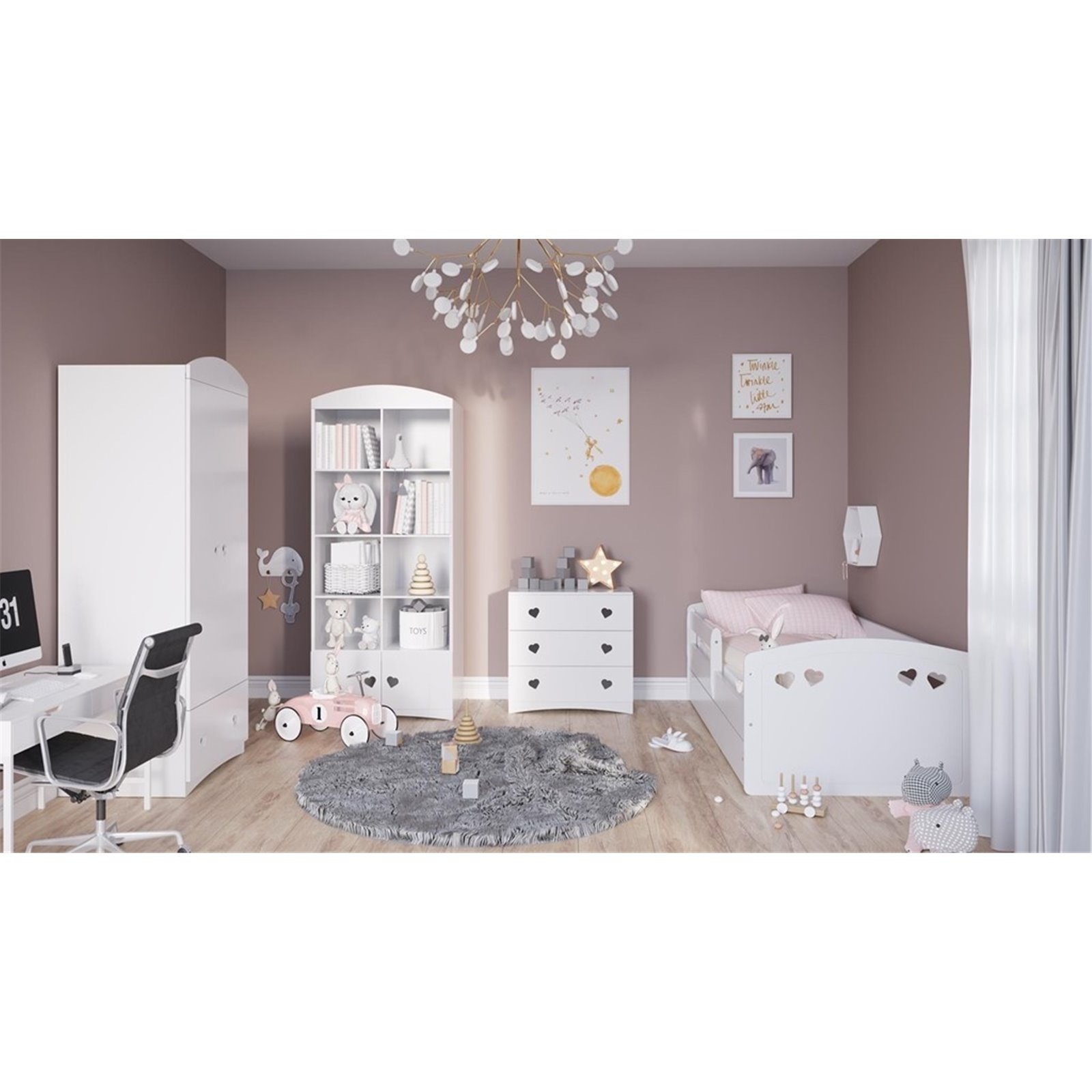 Łóżko dziecięce Julia Bez szuflady 180/80, Biały, Materac pianka lateks kokos 180/80/10 - materac średniej twardości (+529zł)