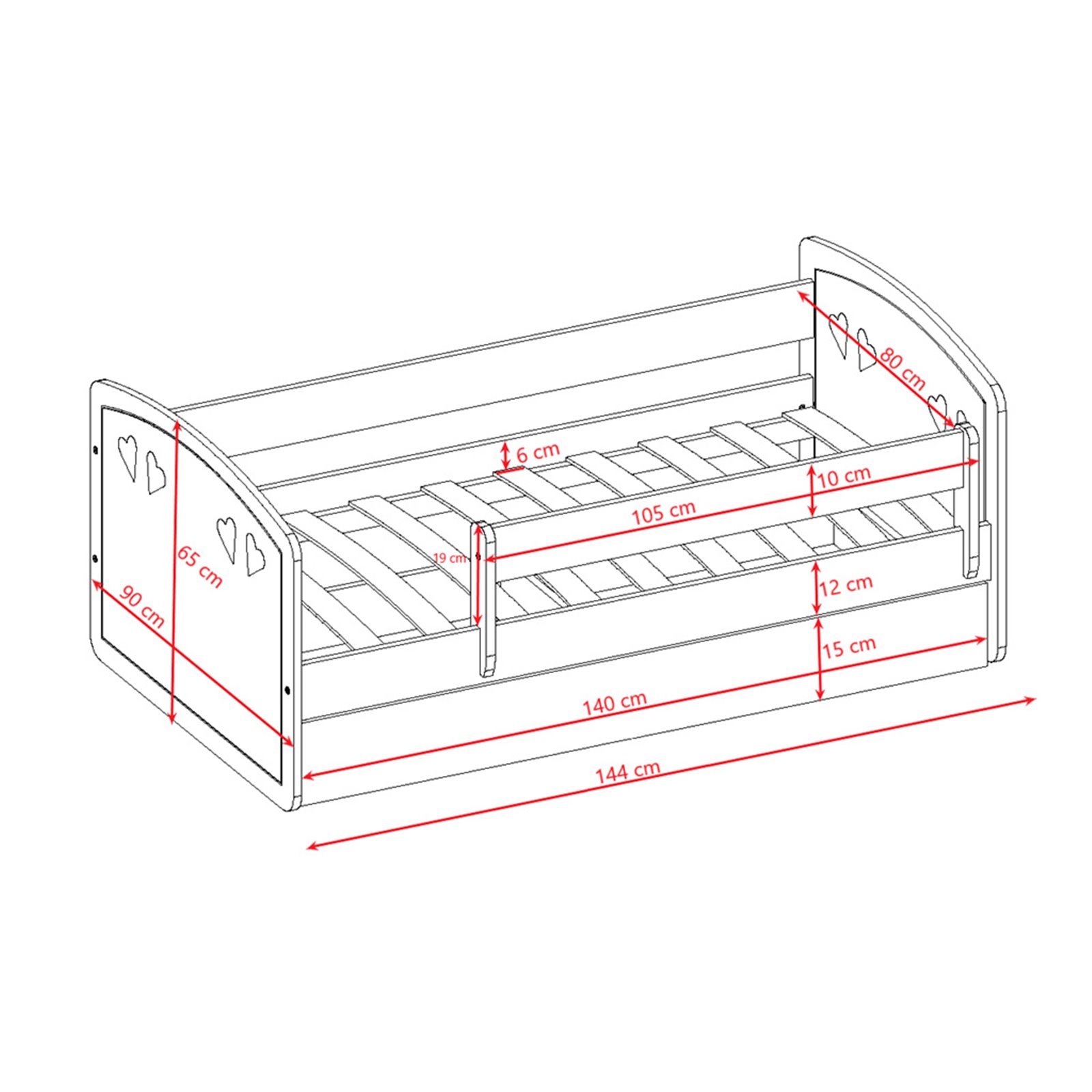 Łóżko dziecięce Julia mix Z szufladą 140/80, Pudrowy róż, Materac pianka lateks kokos 140/80/10 - materac średniej twardości (+4