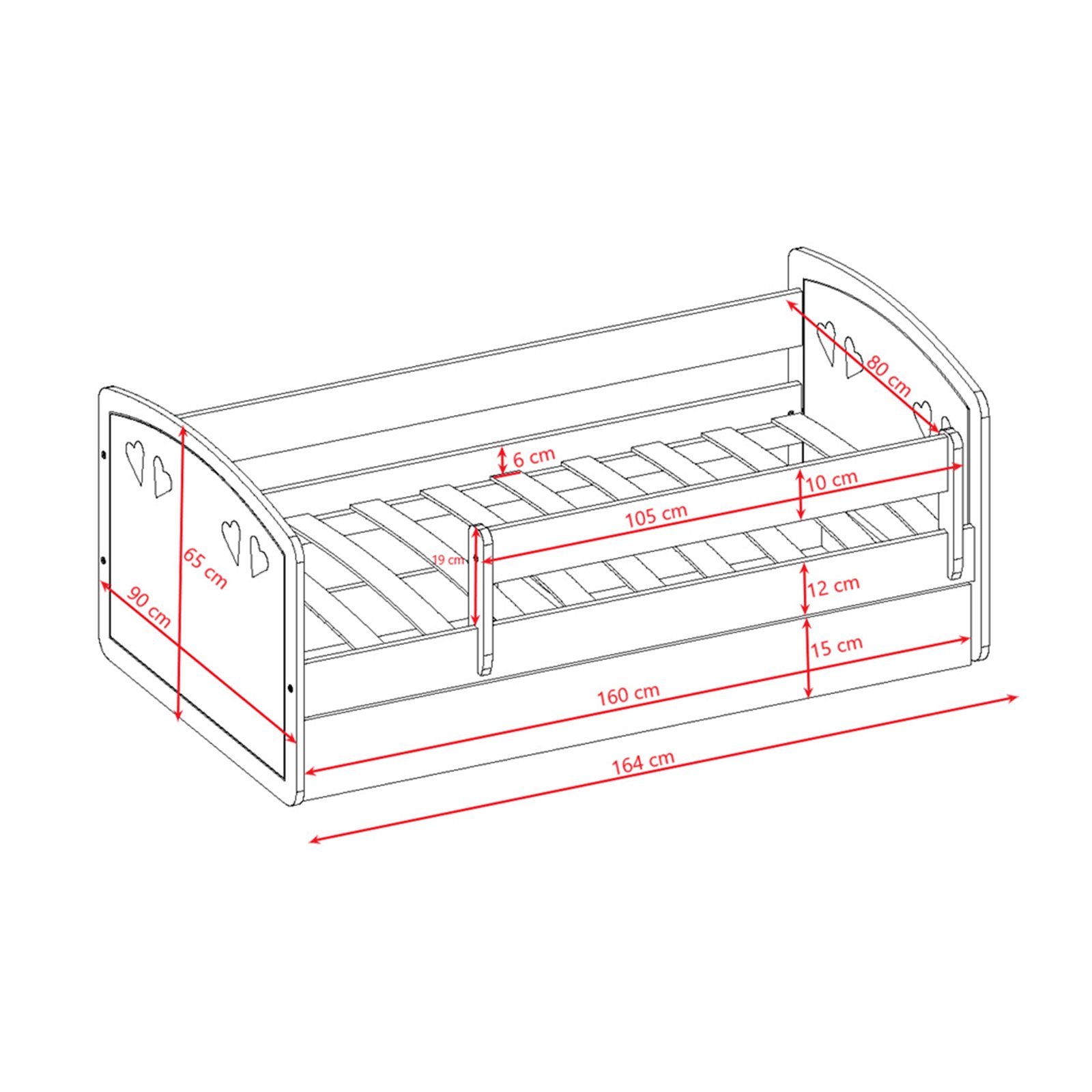 Łóżko dziecięce Julia mix Z szufladą 160/80, Pudrowy róż, Materac pianka lateks kokos 160/80/10 - materac średniej twardości (+4