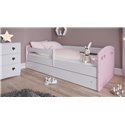 Łóżko dziecięce Julia mix Bez szuflady 160/80, Pudrowy róż, Materac pianka lateks kokos 160/80/10 - materac średniej twardości (