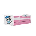 Łóżko dziecięce Babydreams - Szop Z szufladą 140/70, Różowy, Materac pianka lateks kokos 140/70/10 - materac średniej twardości 
