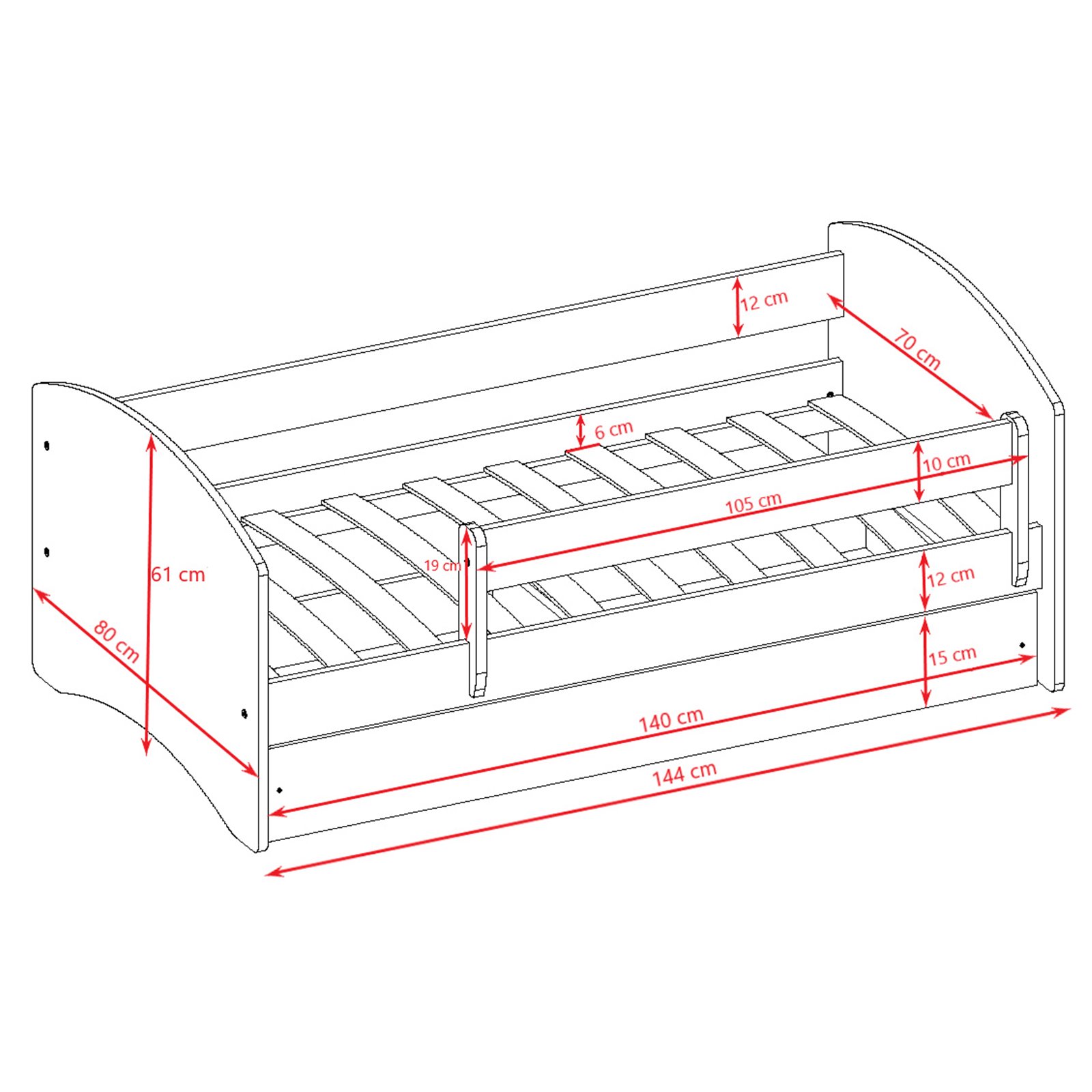 Łóżko dziecięce Babydreams - Kraina lodu Z szufladą 140/70, Różowy, Materac pianka kokos 140/70/9 - materac średniej twardości (