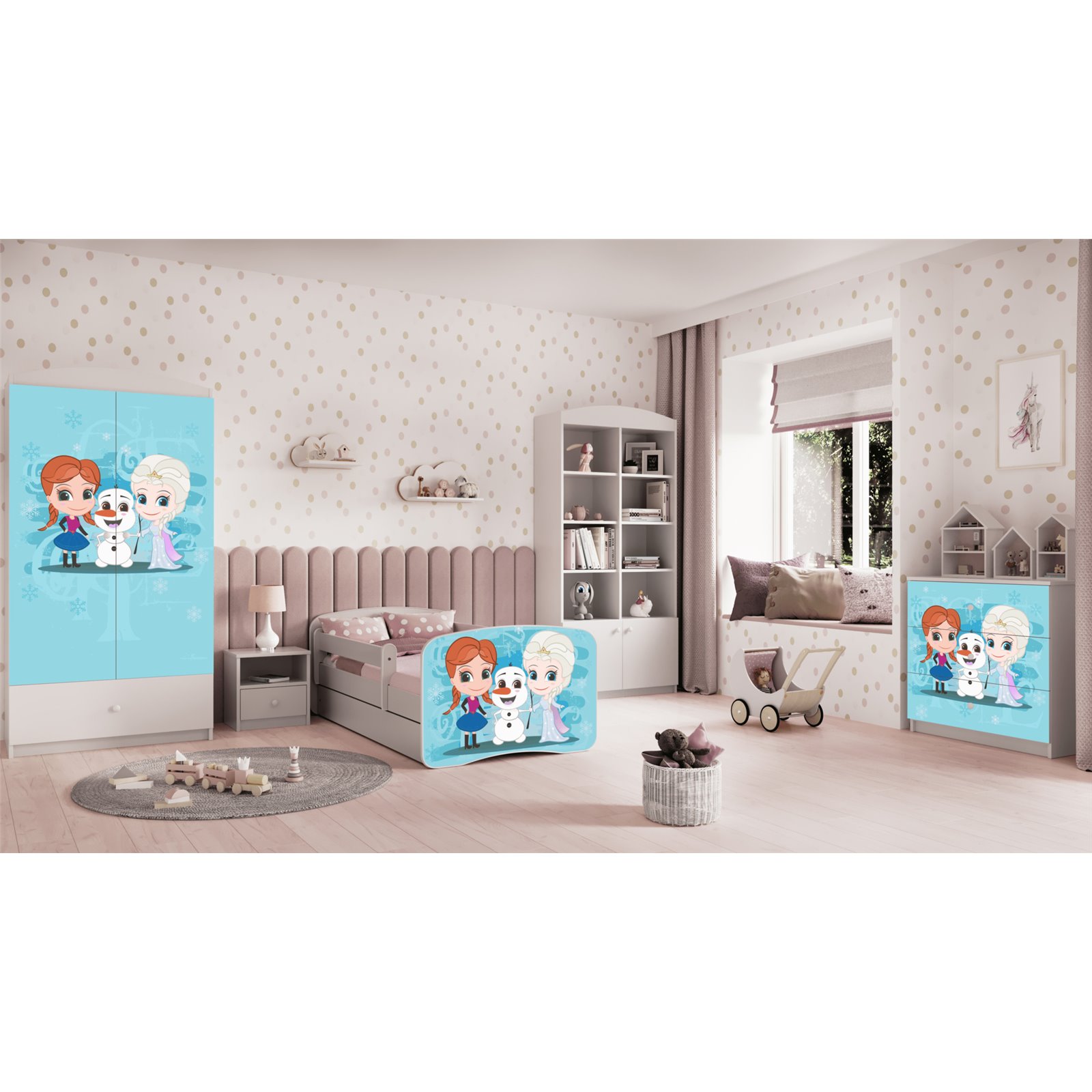 Łóżko dziecięce Babydreams - Kraina lodu Bez szuflady 180/80, Biały, Materac pianka kokos 180/80/9 - materac średniej twardości 