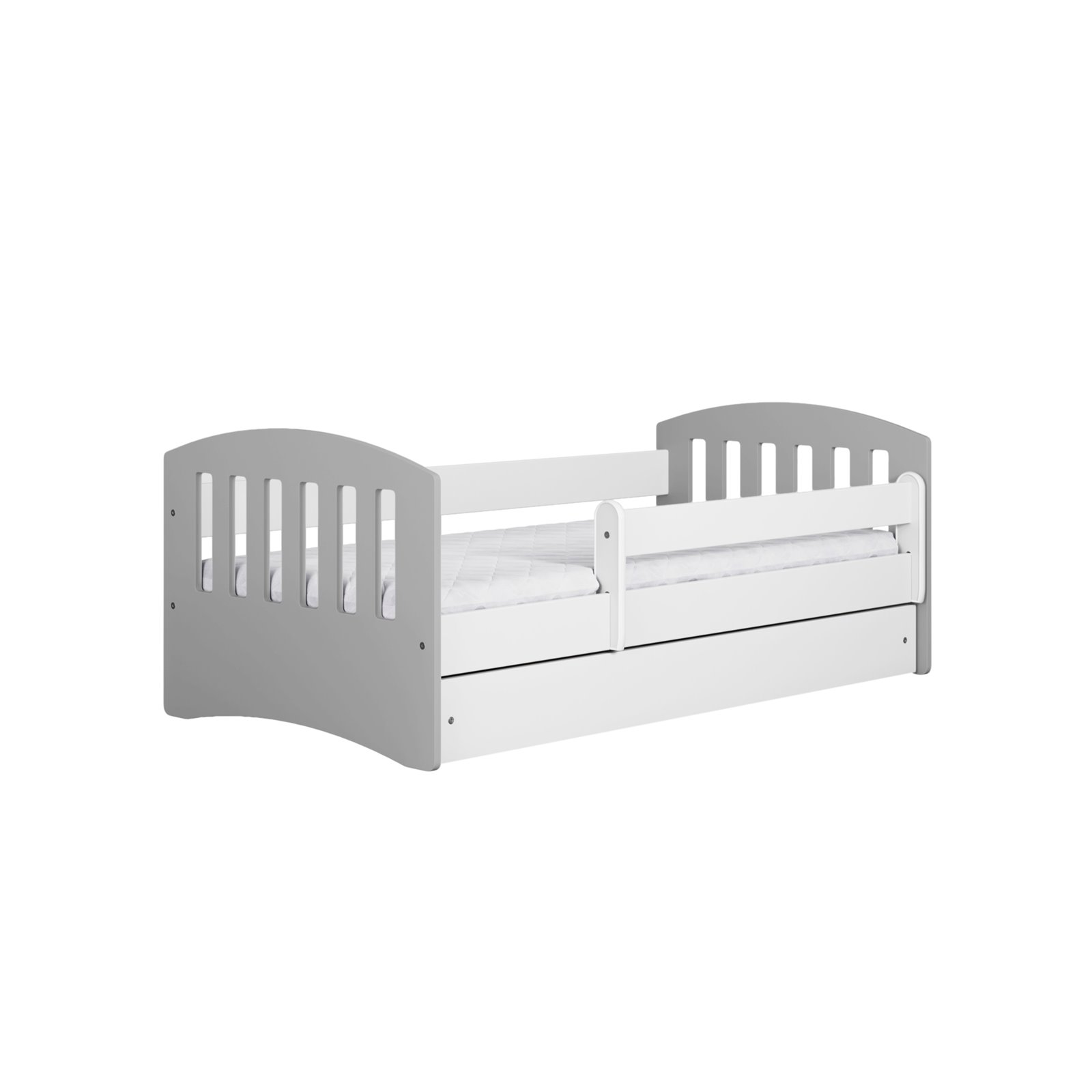 Łóżko dziecięce Classic 1 mix Z szufladą 140/80, Szary, Materac piankowy 140/70/8 - materac średniej twardości (+80zł)