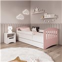 Łóżko dziecięce Classic 1 mix Bez szuflady 140/80, Pudrowy róż, Materac piankowy 140/70/8 - materac średniej twardości (+80zł)