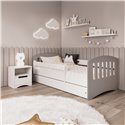 Łóżko dziecięce Classic 1 mix Z szufladą 140/80, Szary, Materac pianka lateks 140/70/9 - materac średniej twardości (+399zł)