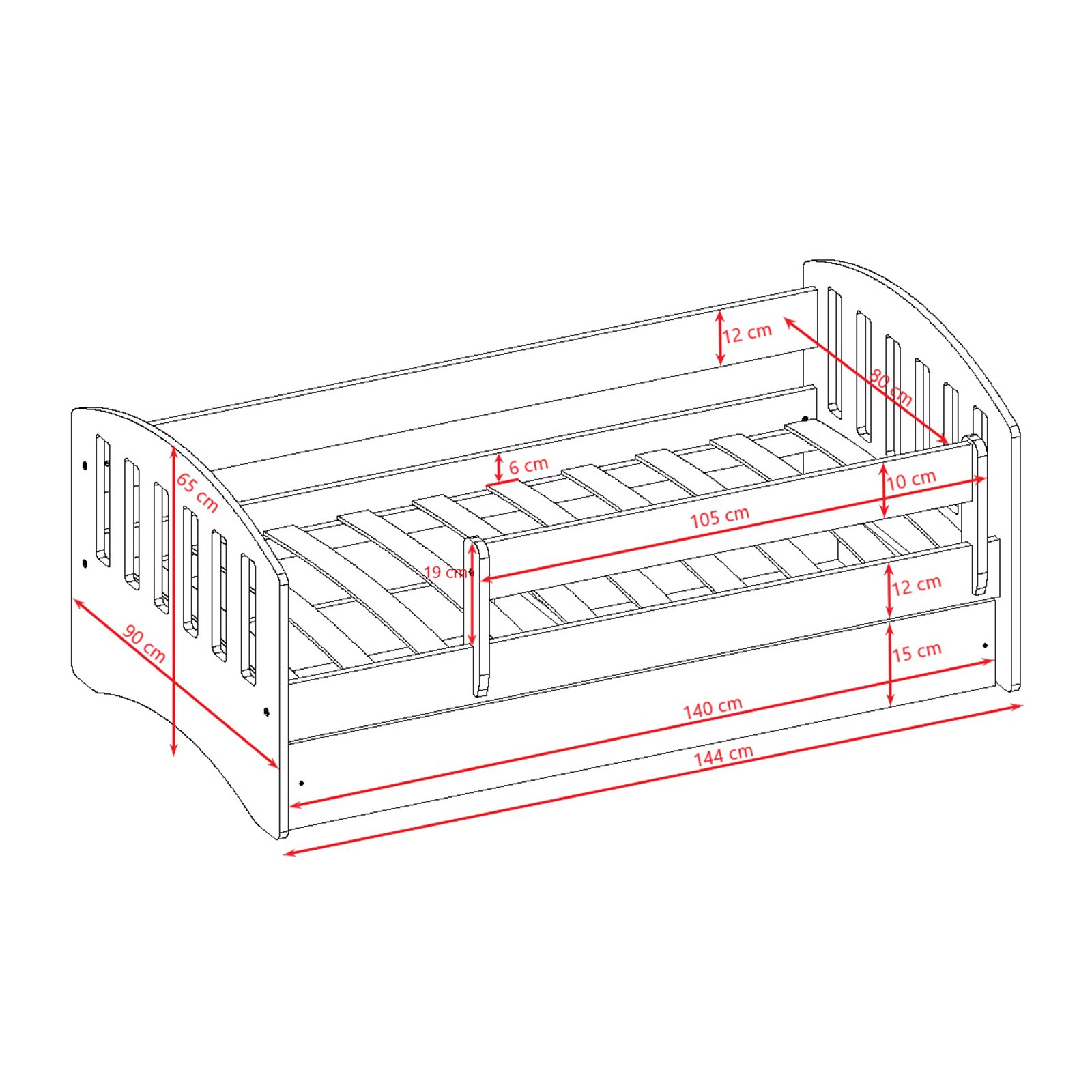 Łóżko dziecięce Classic 1 mix Z szufladą 140/80, Szary, Materac pianka lateks 140/70/9 - materac średniej twardości (+399zł)