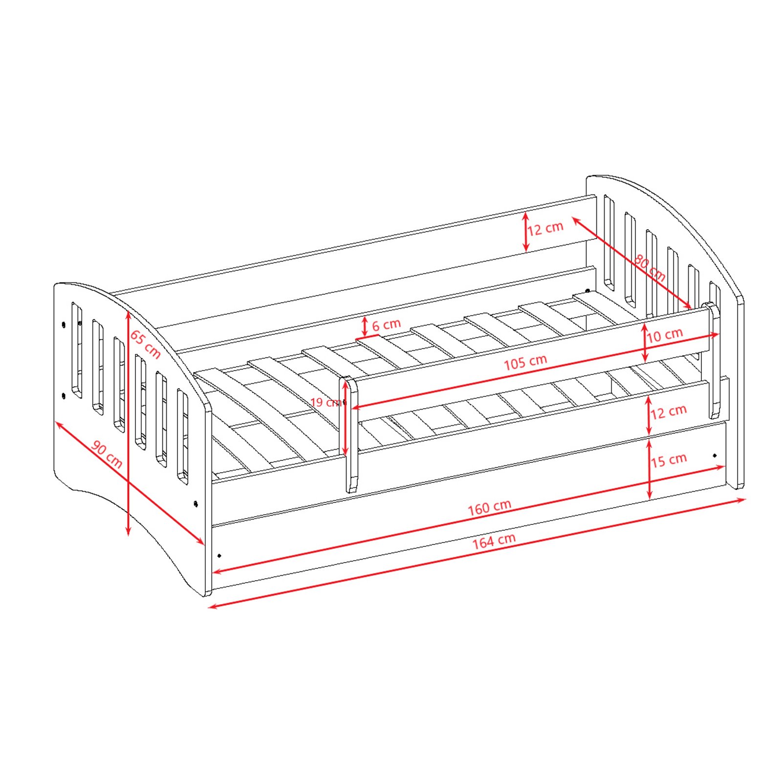 Łóżko dziecięce Classic 1 mix Z szufladą 160/80, Pudrowy róż, bez materaca