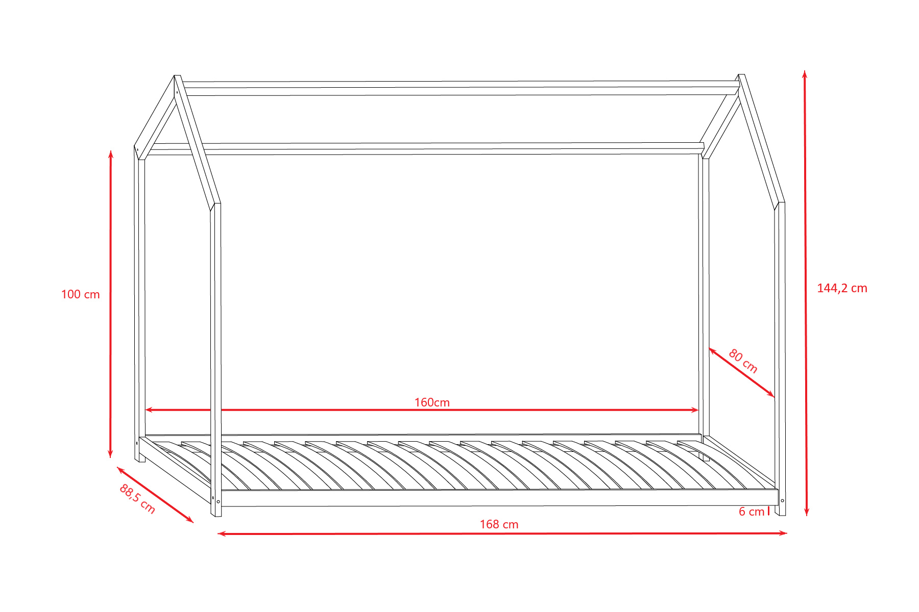 Łóżko domek dla dziecka Bella - 160x80