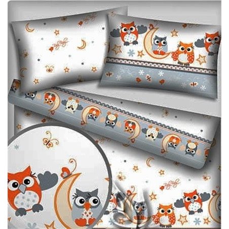 Pościel sówki pomarańczowe 100x140 + 50x60