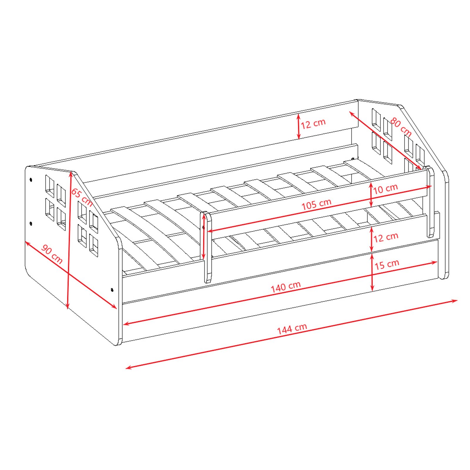 Łóżko dziecięce Kacper Bez szuflady 140/80, Biały, Materac piankowy 140/70/8 - materac średniej twardości (+80zł)