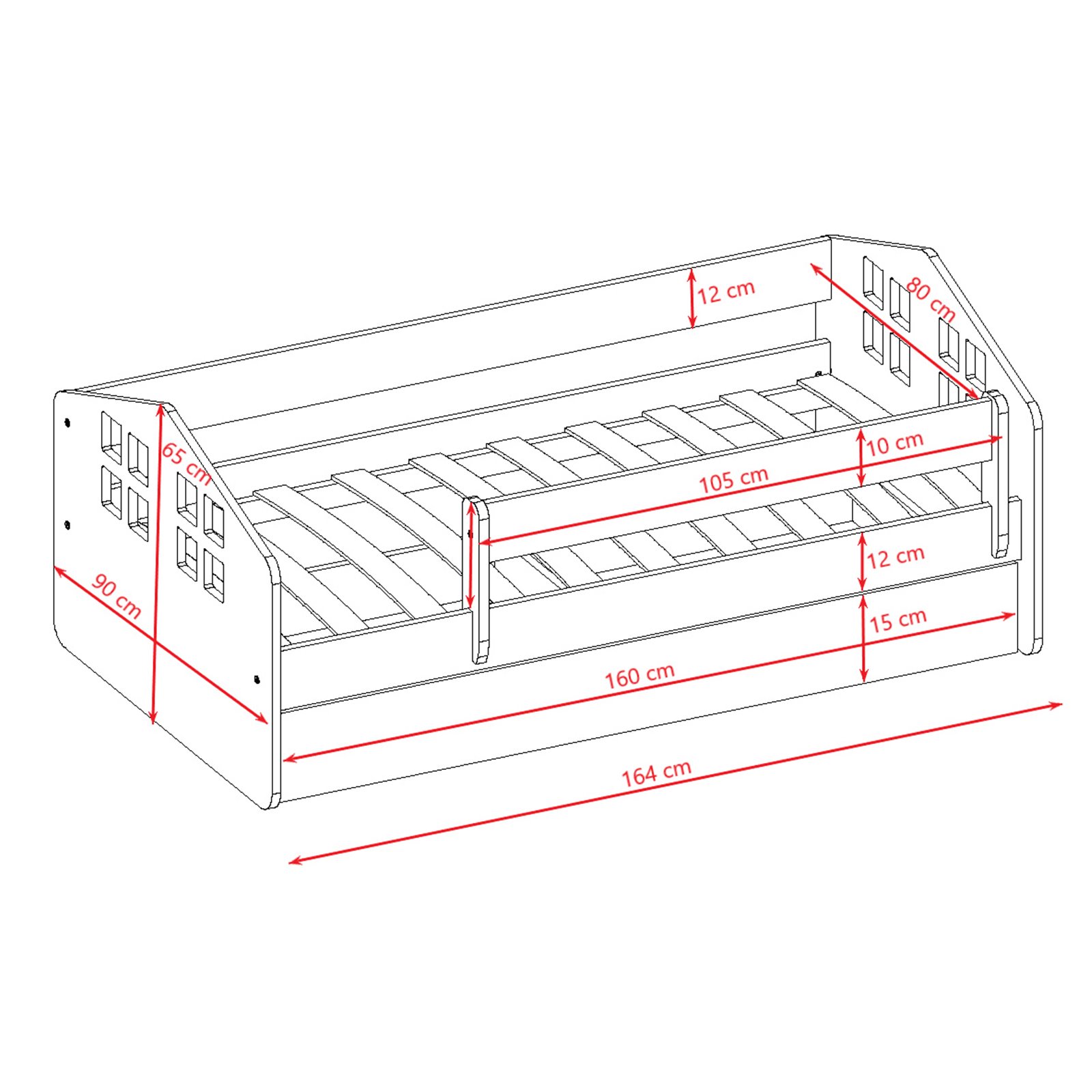 Łóżko dziecięce Kacper Z szufladą 160/80, Biały, bez materaca