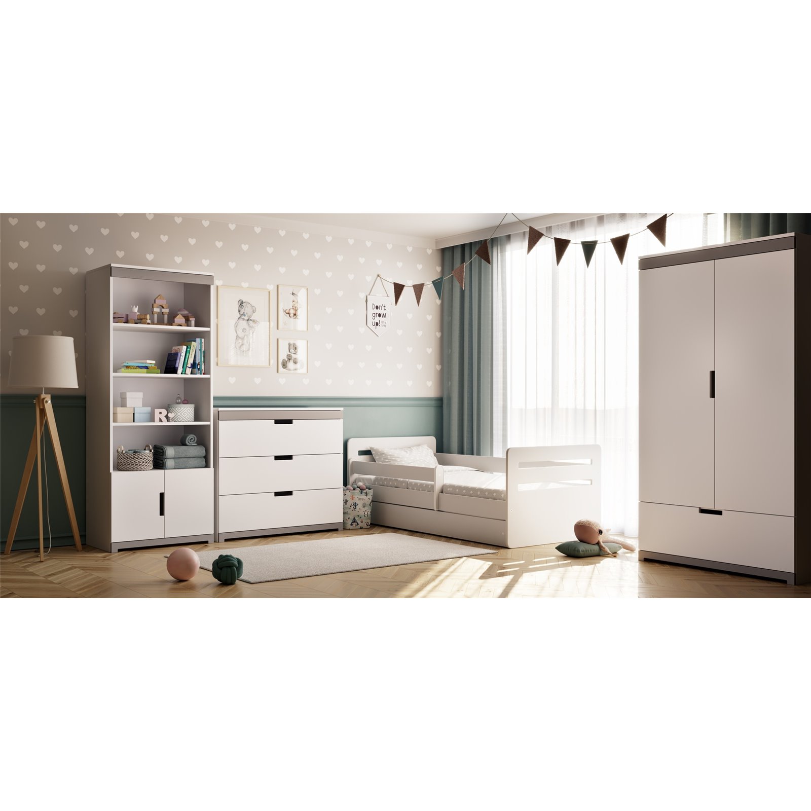 Łóżko dziecięce Tomi Bez szuflady 140/80, Biały, Materac pianka lateks 140/70/9 - materac średniej twardości (+399zł)