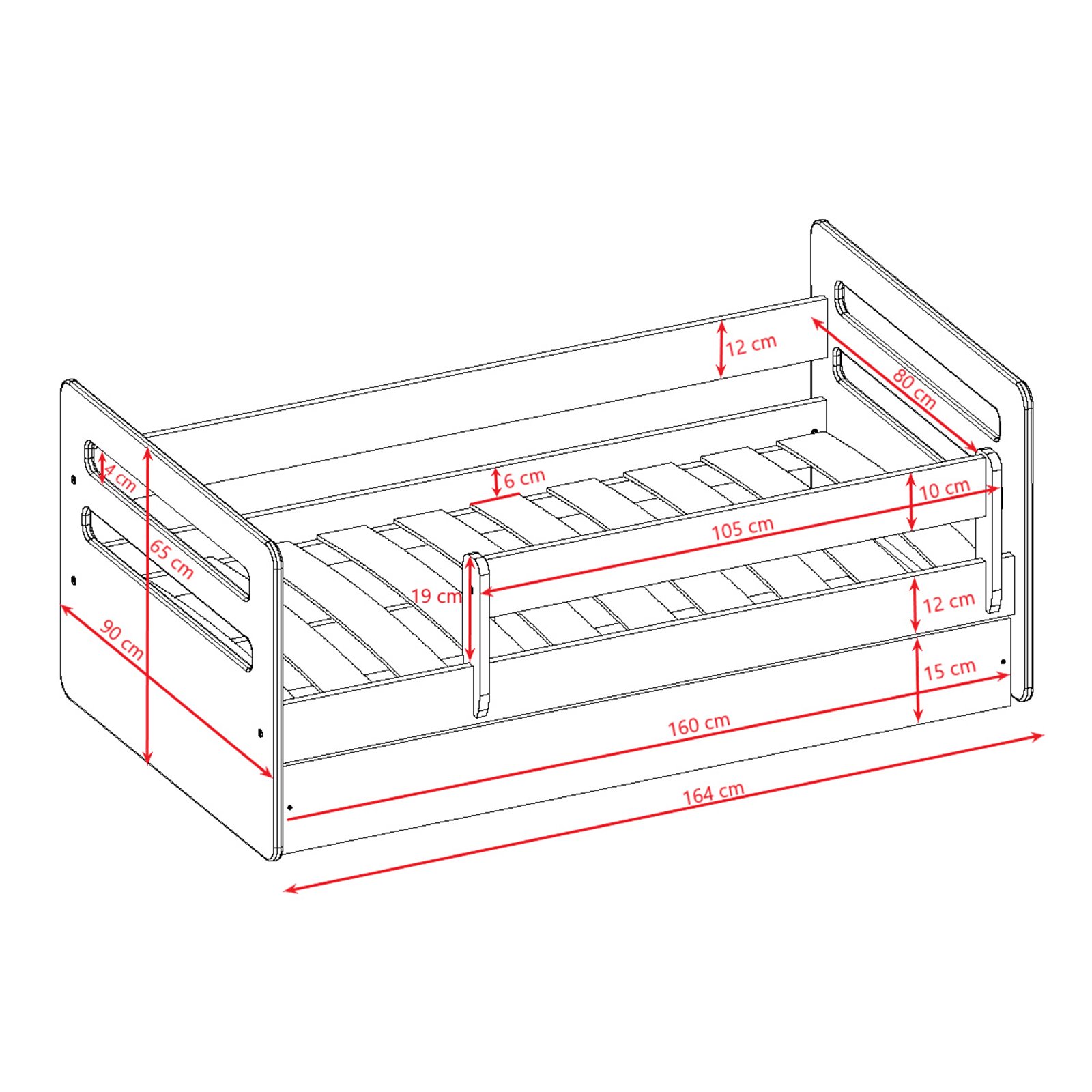 Łóżko dziecięce Tomi Z szufladą 160/80, Różowy, bez materaca